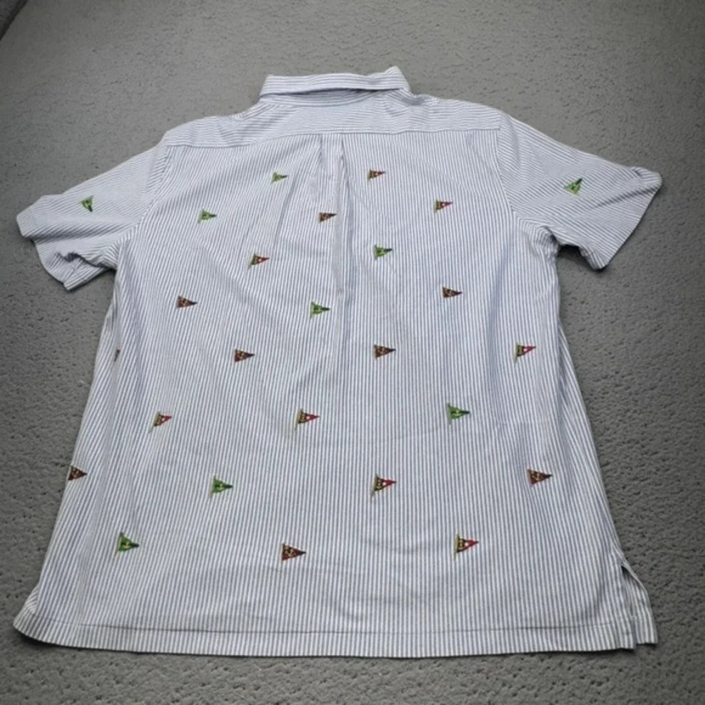 Polo Ralph Lauren Shirt Mens 2XL‎ Blue Stripe Flags Knit Oxford Preppy Nautical